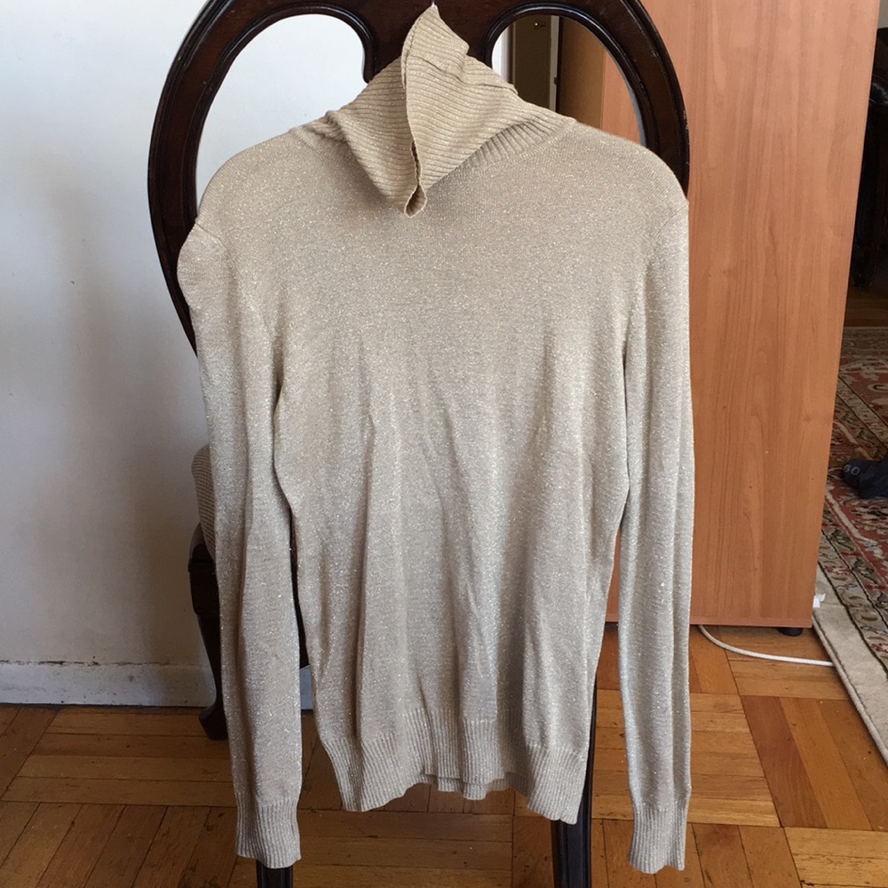 gold/tan turtle neck long sleeve top